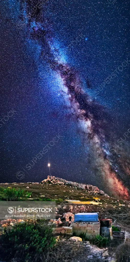 The Milky Way over Bahrija in Malta