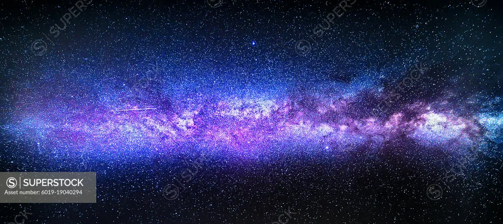 Meteor striking across Milky Way Panorama