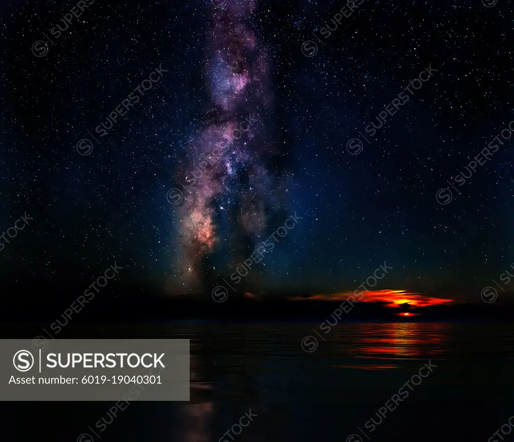 The Moon Sets next to the Milky Way