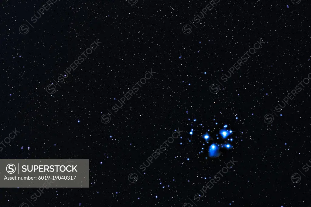 The M45 Seven Sisters or Pleiades Star Cluster