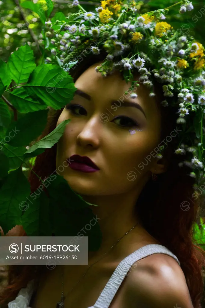 Asian Girl In The Forest