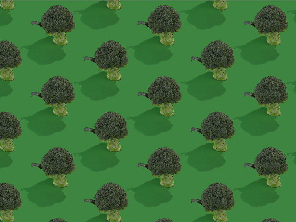broccoli on green background patterns