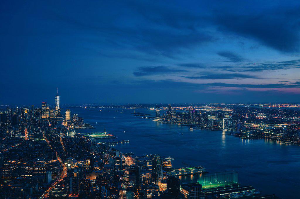 city skyline at night beautiful view New York new jersey sky horizon s