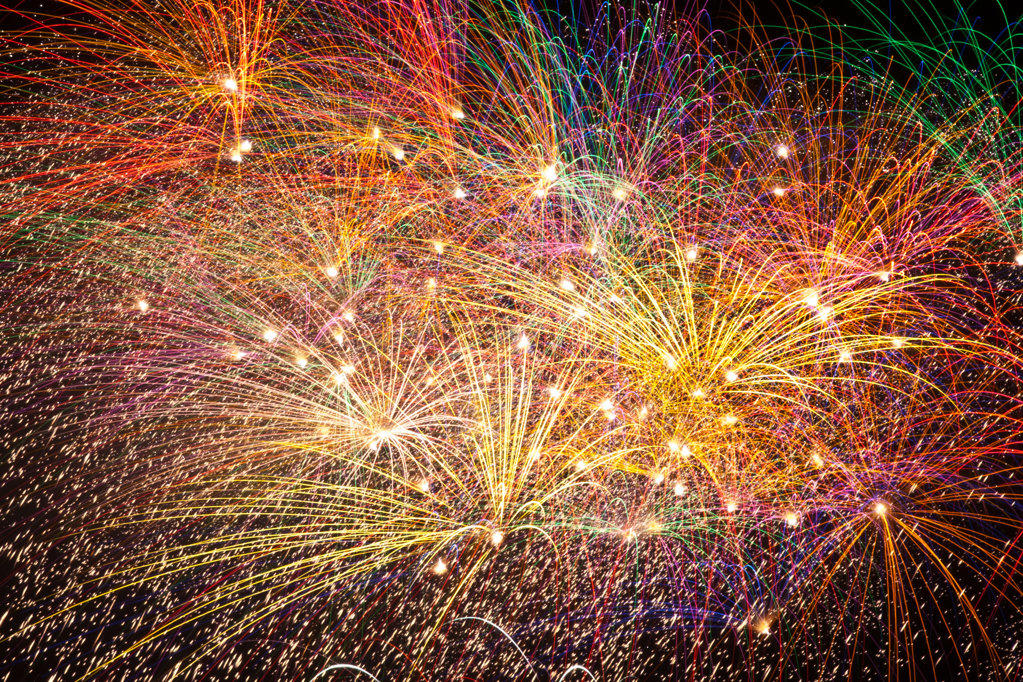 Colourful Pyrotechnic Fireworks in the Sky