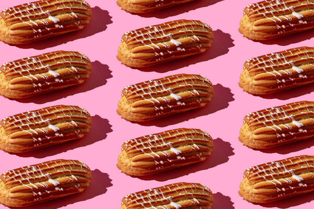 pattern of eclairs on a pink background
