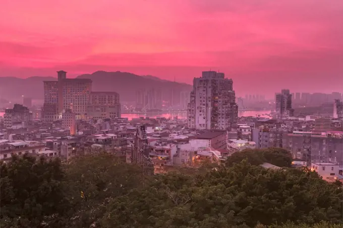 image of Macau downtown at Twilight