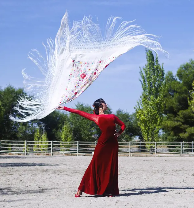 Flamenco Dancer with a manton de manila