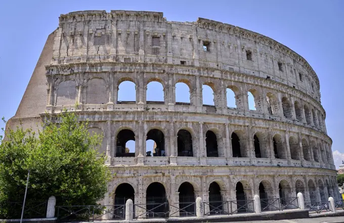 panoramic view of the coliseum in Rome