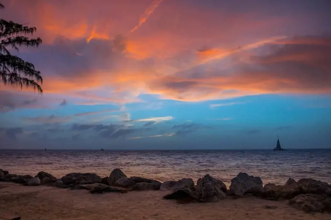 Dramatic vibrant sunset scenery in Key West, Florida