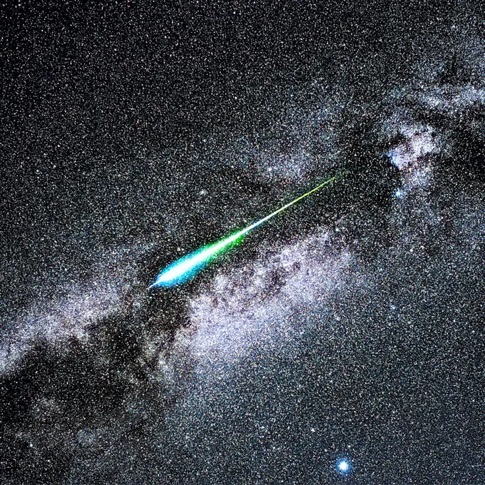 Perseid Meteor Streaks Across the Milky Way