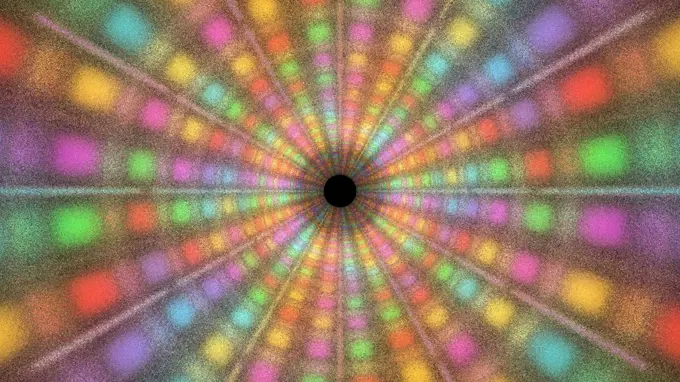 Stage Light Tunnel. Green screen background. 3d Rendering.