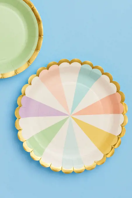 Pastel Party Plates Flat Lay Spring