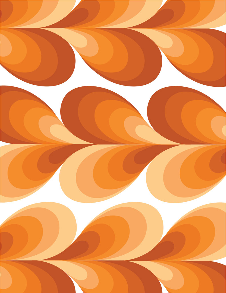 Hearts. Retro brown and orange heart shape pattern illustration. 