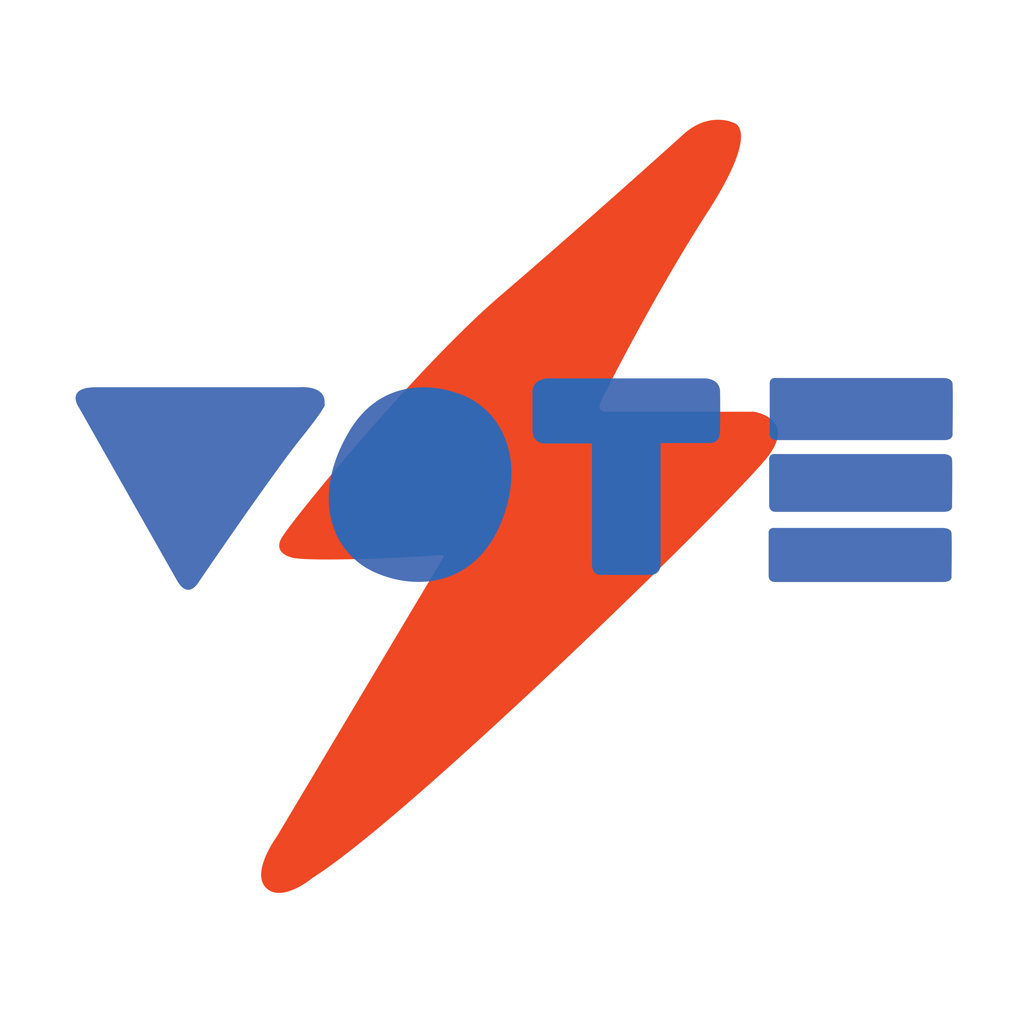 Vote. Red and Blue Vote illustration with lightening bolt.