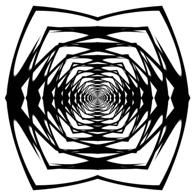 An abstract created by applying fractal mirroring to the symbol for Infinity.