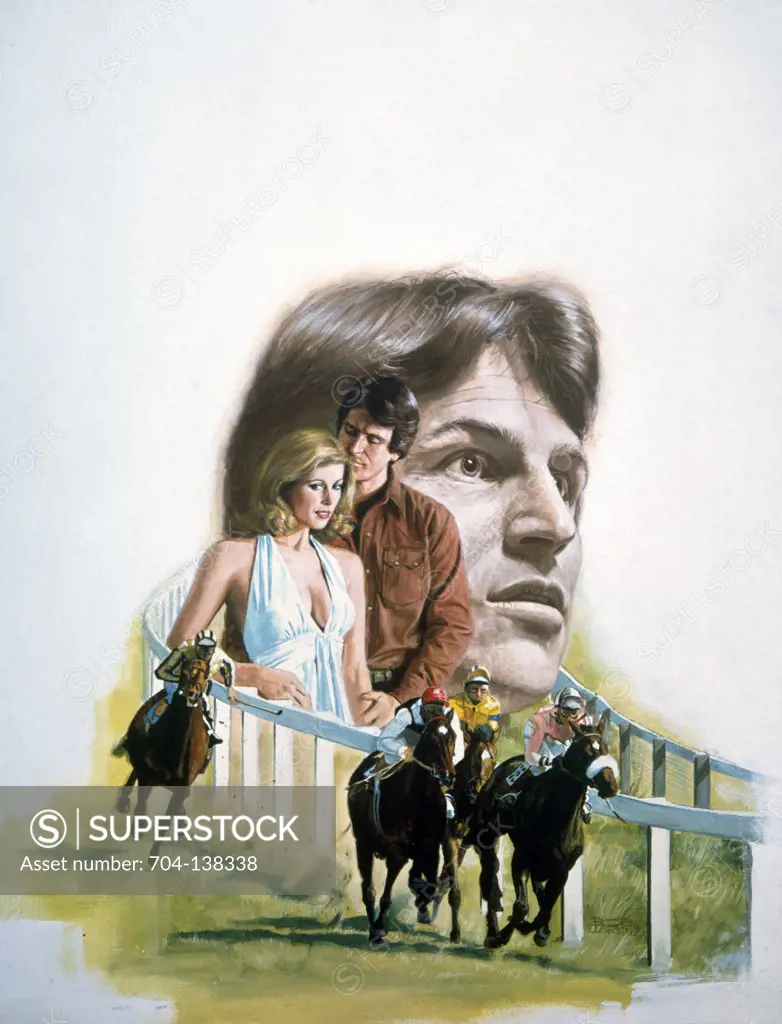 Romantic scene with horse racing, poster