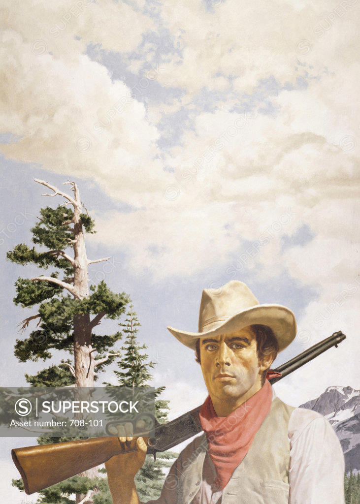 Stock Photo: 708-101 Cowboy with Rifle Stanley Borack (b.1927 American)