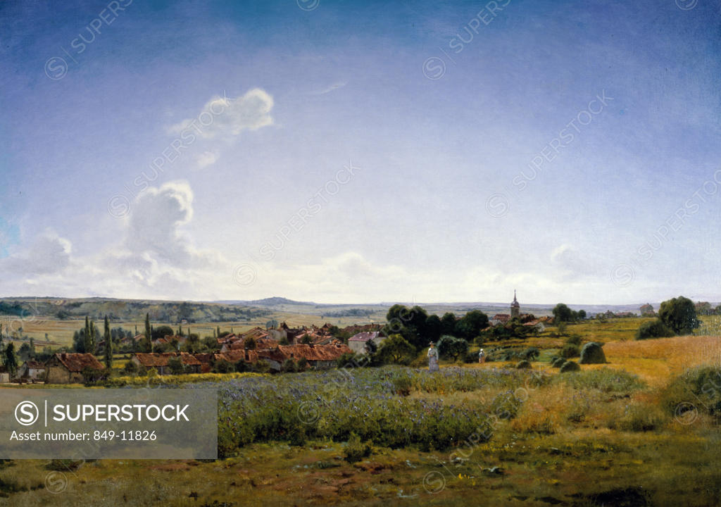 Stock Photo: 849-11826 Village scene by Ferdinand Jean Monchablon,  oil on canvas,  1897,  (1854-1904),  USA,  Philadelphia,  Pennsylvania,  David David Gallery