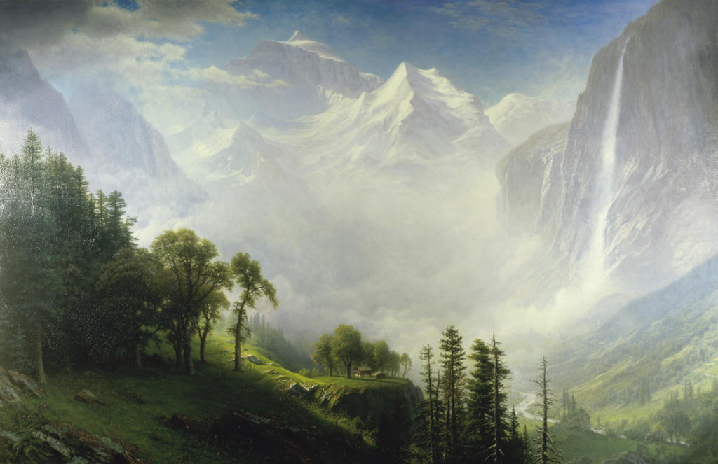 Majesty Of The Mountains 1860 Albert Bierstadt (1830-1902 American) Oil on wood panel David David Gallery, Philadelphia