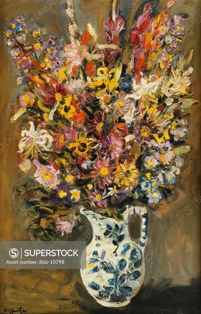 Bouquet of Flowers; Bouquet de Fleurs. Walter Spitzer (b. 1927). Oil on canvas. Signed and dated 1963. 99.7 x 64.7cm.