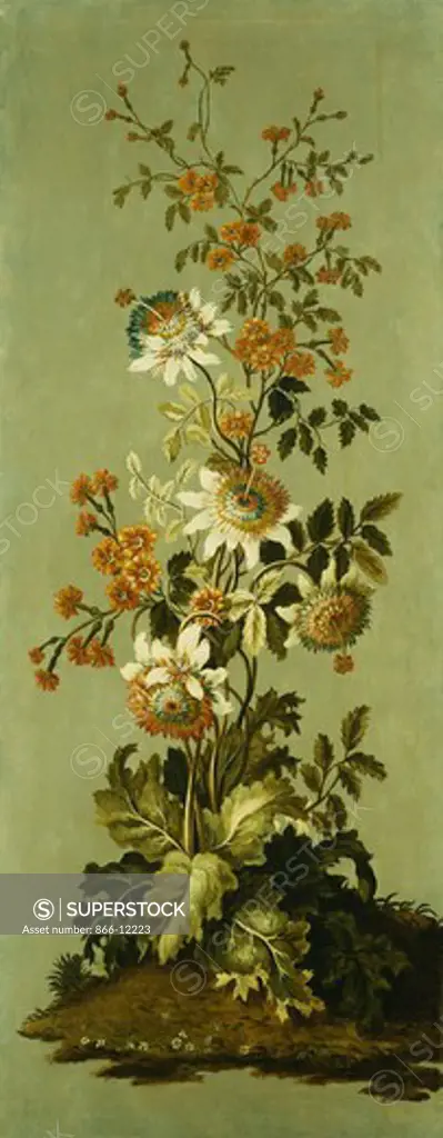 Decorative Panels with Flowers (2 of 3). School of Pillement. Oil on canvas. 104.8 x 61cm.