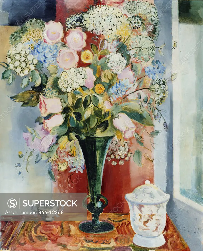 Summer Flowers in a Vase. Arthur Percy (1886-1976). Oil on canvas. Signed and dated Saro 1920. 73 x 60cm