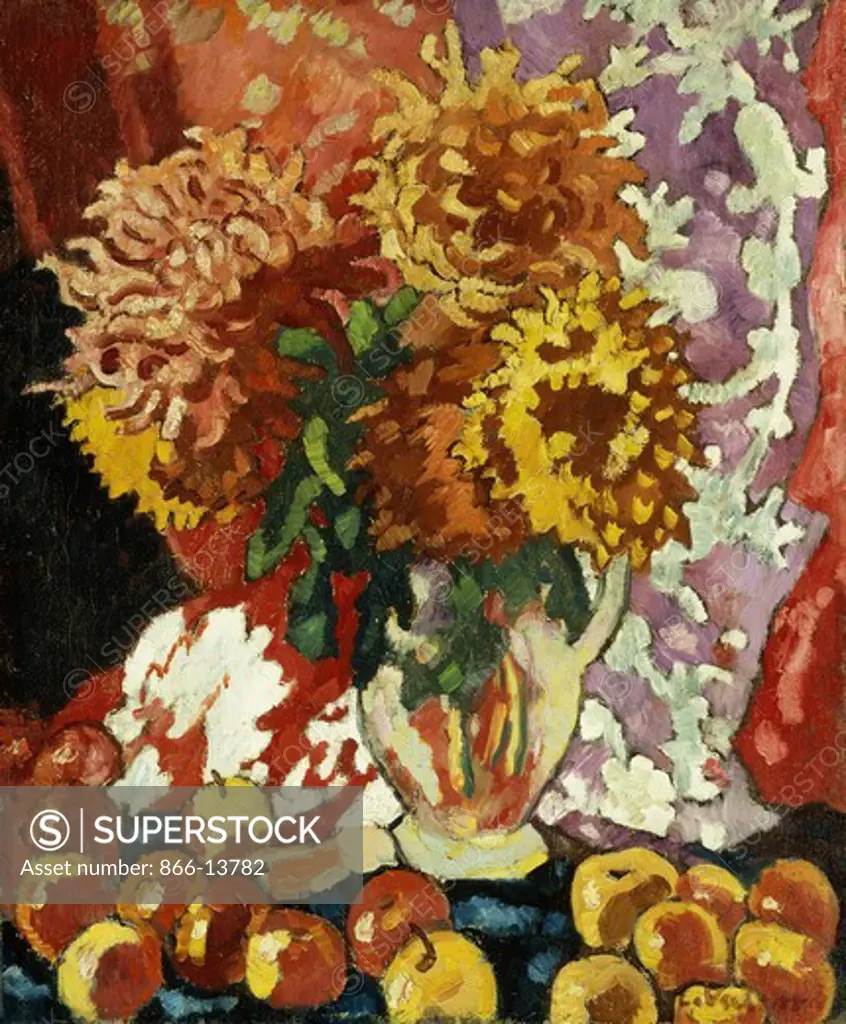 Flowers and Apples; Fleurs et Pommes. Louis Valtat (1869-1952). Oil on canvas. Painted in 1938. 65 x 54cm