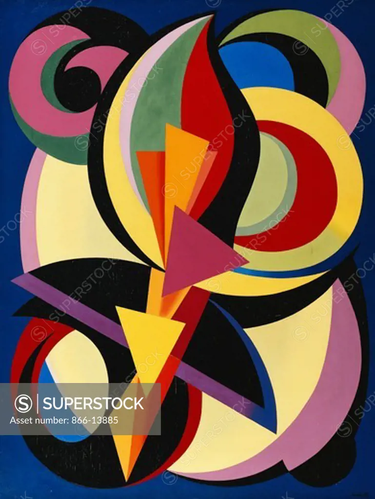 Composition (Volutes). Auguste Herbin (1882-1960). Oil on canvas. Painted in 1939. 103 x 96.5cm.