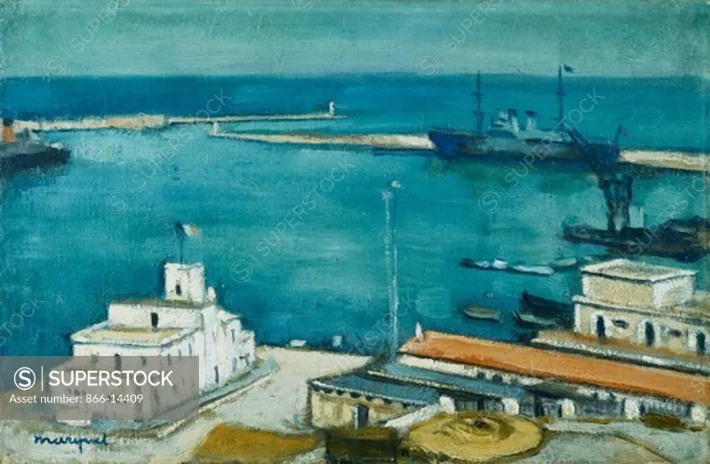 Port of Algiers; Le Port d'Alger. Albert Marquet (1875-1947). Oil on canvas. Painted circa 1940. 27 x 41cm.