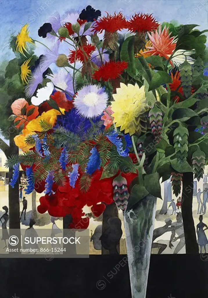Mixed Flowers in a Vase. Edward Burra (1905-1976). Watercolour over pencil. 40 5/8 x 28 3/4in