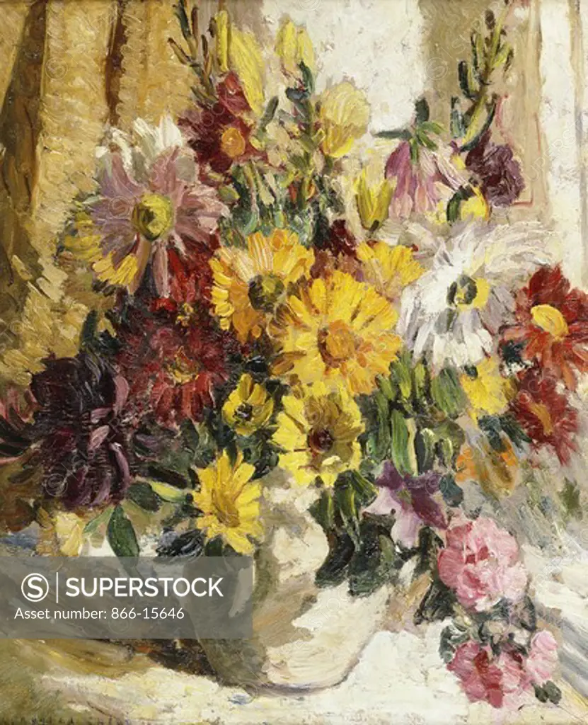 Flowers in a Vase. Dorothea Sharp (1874-1955). Oil on board. 19 1/4 x 16in