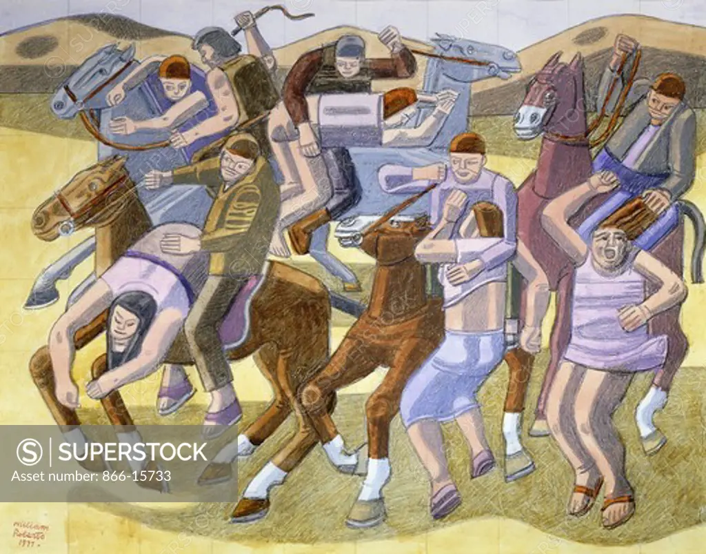 The Rape of the Sabine Women. William Roberts (1895-1980). Watercolour and pencil. Signed and dated 1977. 12 x 14in