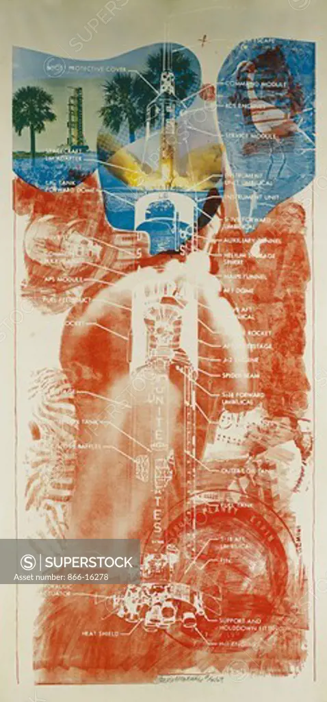 Sky Garden. Robert Rauschenberg (1925-2008). Lithograph and screenprint in colours on wove paper. Signed and dated 1969. 97 x 216cm. Numbered 29/35.