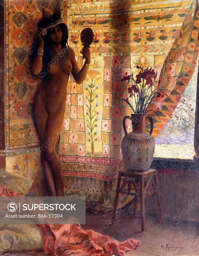 The Mirror; Le Miroir. Georges Antoine Rochegrosse (1859-1938). Oil on canvas. 100.5 x 81.2cm.