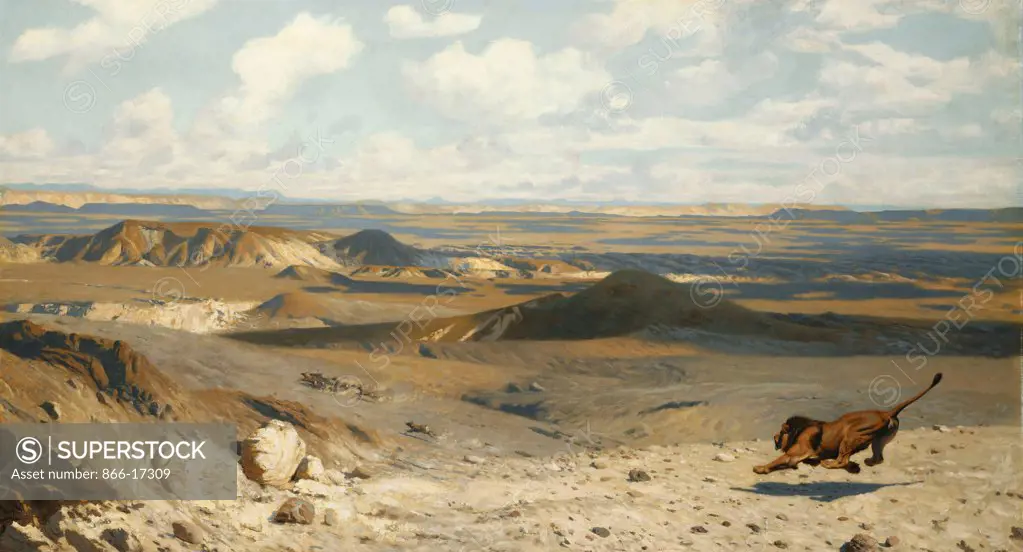 The Pursuit; Le Poursuite. Jean Leon Gerome (1824-1904). Oil on canvas. Painted in 1889. 65.5 x 100.4cm.