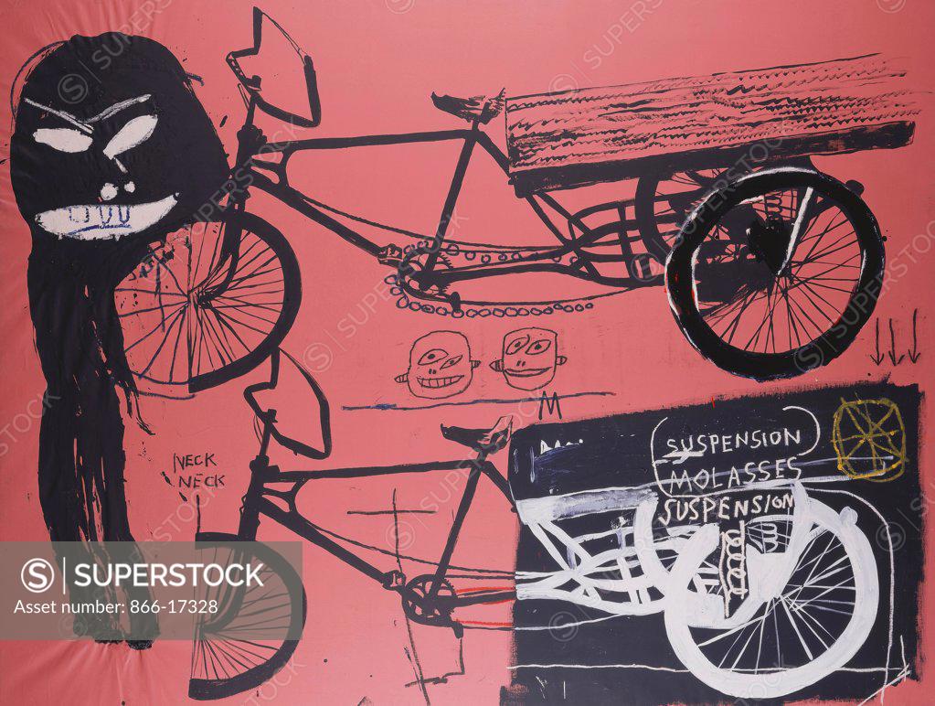 Stock Photo: 866-17328 Tricycle. Jean Michel Basquiat (1960-88) Andy Warhol (1928-87). Acrylic and synthetic polymer paint. Executed in 1985. 203.2 x 267.3cm.