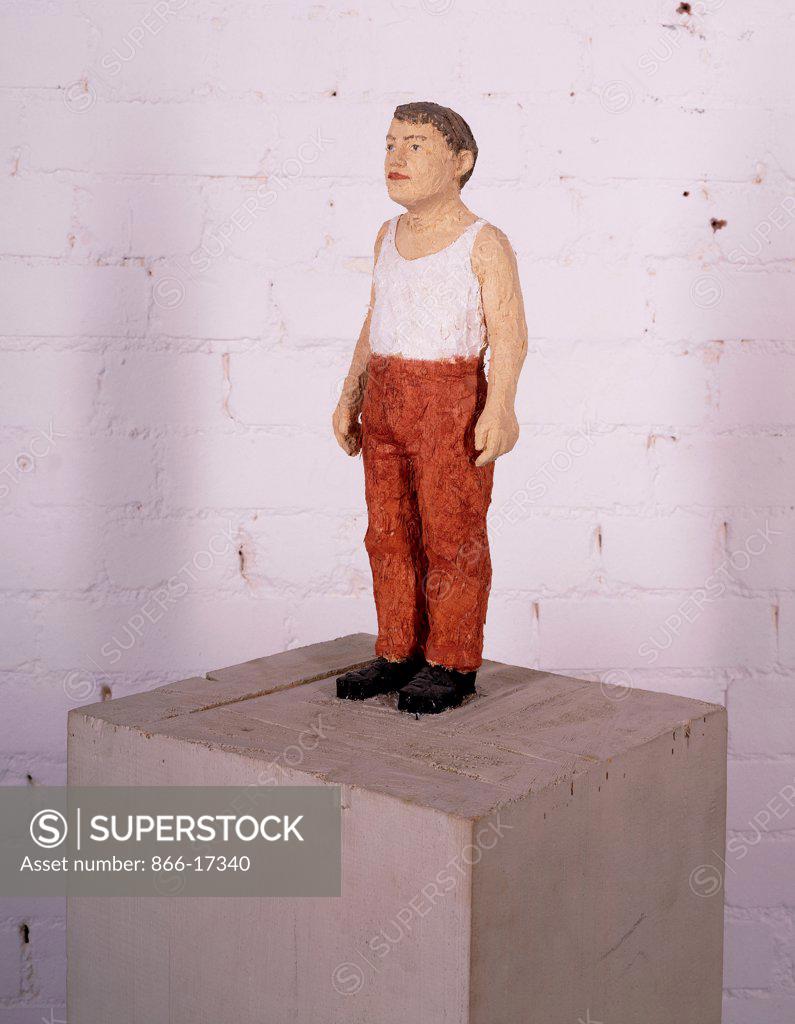 Stock Photo: 866-17340 Little Man; Kleiner Mann. Stephen Balkenhol (b.1957). Wood and paint. Executed in 1995. 157.5 x 31.2 x 27.6cm.