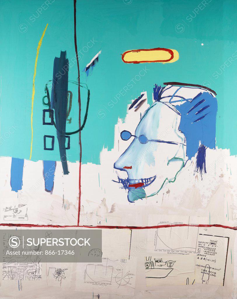 Stock Photo: 866-17346 LF. Jean Michel Basquiat (1960-1988). Acrylic and photocopy collage on canvas. Executed 1984. 218.5 x 172.7cm.