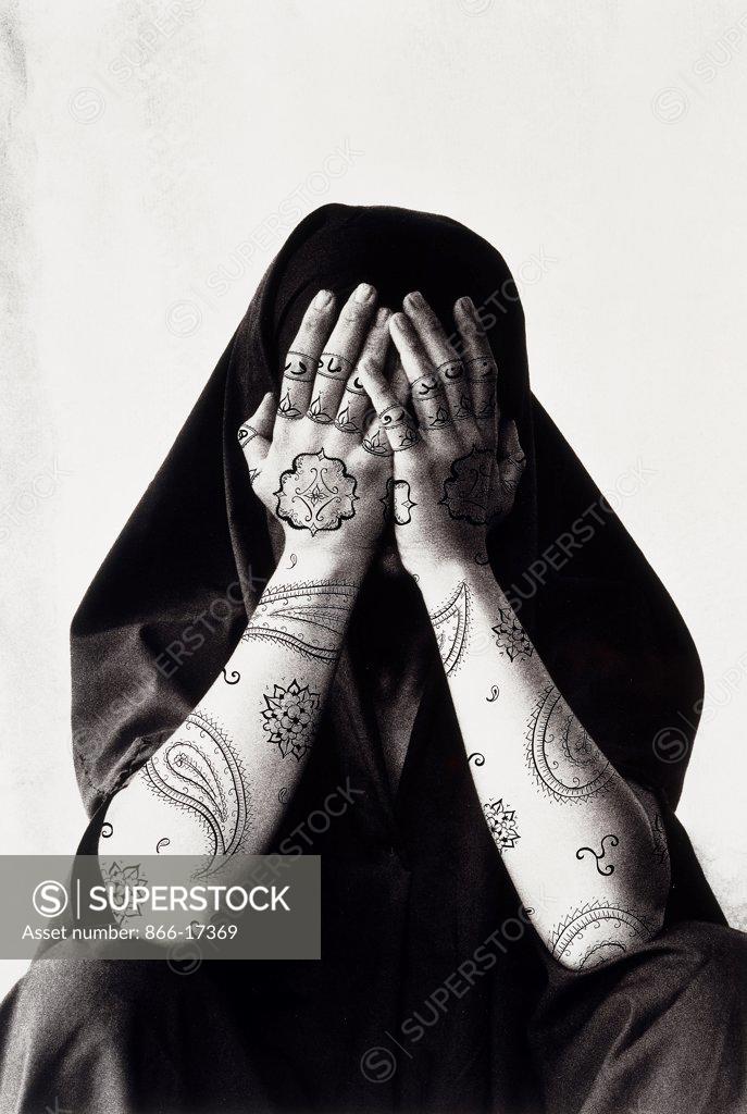 Stock Photo: 866-17369 Stripped. Shirin Neshat (b.1957). Ink on gelatin silver print. Executed in 1995. 137.3 x 96.5cm.