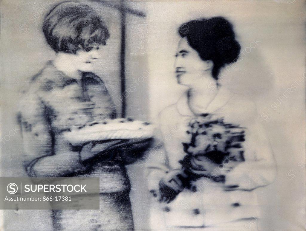 Stock Photo: 866-17381 Two Women with a Cake; Zwei Frauen mit Torte. Gerhard Richter (b.1932). Oil on canvas. Painted in 1965. 76 x 100cm.