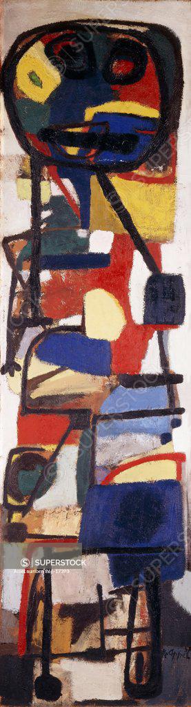Stock Photo: 866-17390 Man. Karel Appel (1921-2006). Oil on hessian. Signed and dated 1951. 220 x 60cm.