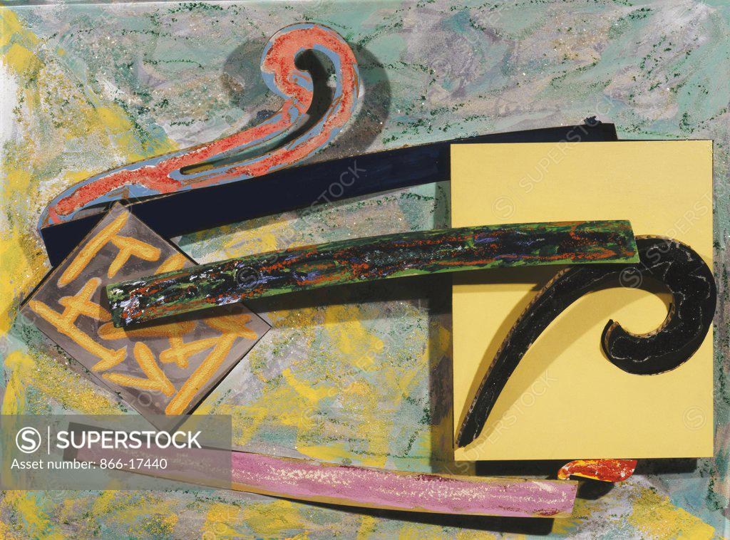 Stock Photo: 866-17440 Puerto Rican Blue Pigeon No.8. Frank Stella (b.1936). Mixed media on aluminium. Executed in 1976. 55 x 73cm.