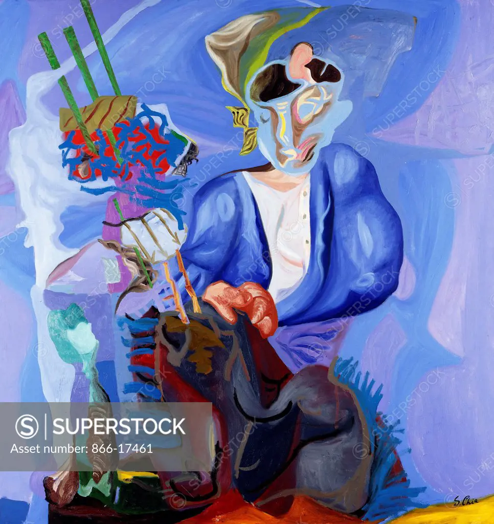 Astral Man; L'Homme Astral. Sandro Chia (b.1946). Oil on canvas. Painted in 1990. 162.8 x 154.3cm.