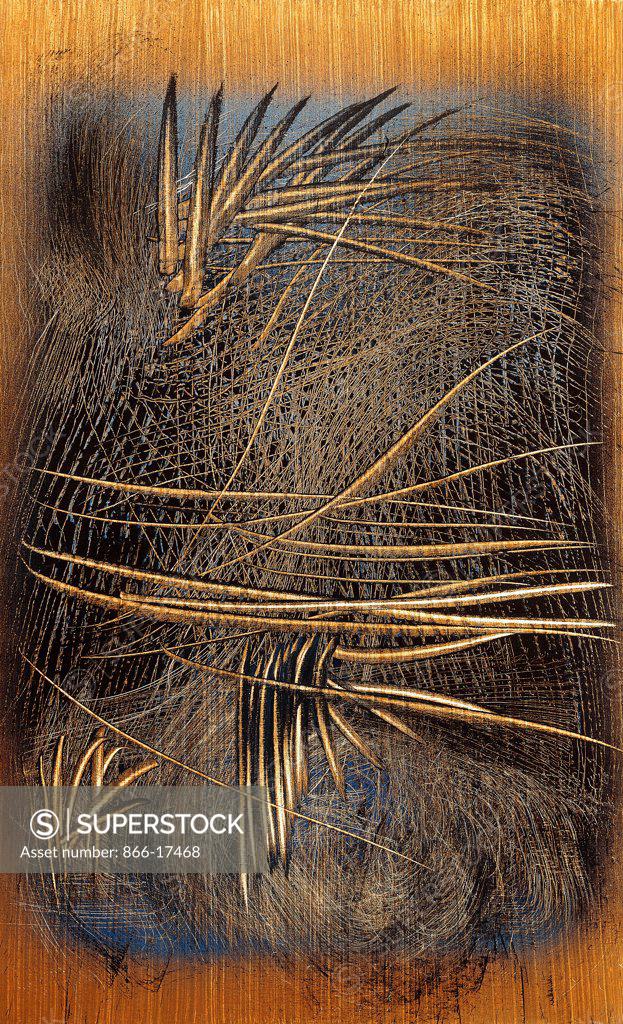 Stock Photo: 866-17468 T1963 - E38. Hans Hartung (1904-1989). Oil on canvas. Signed and dated 1963. 100 x 162cm.