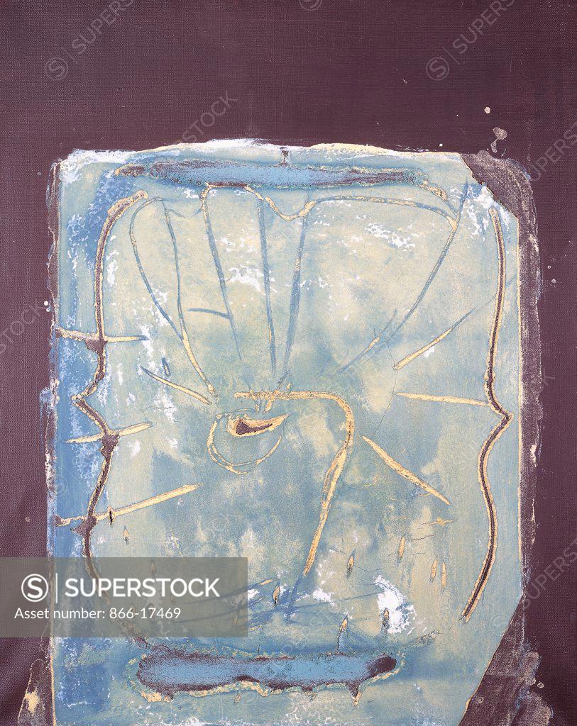 Stock Photo: 866-17469 Brown and Turquoise. Antoni Tapies (1923-2012). Mixed media on canvas. Executed in 1967. 80.5 x 66cm.