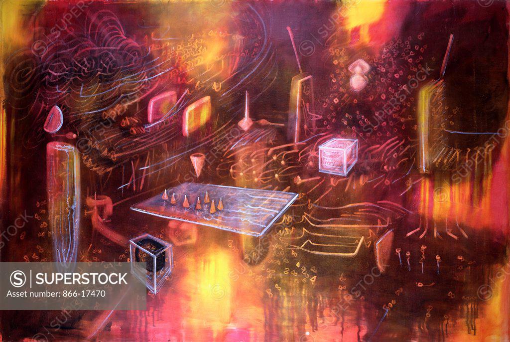 Stock Photo: 866-17470 Rooming Life. Roberto Matta (1911-2002). Oil on canvas. Signed and dated 1977. 200 x 300cm.