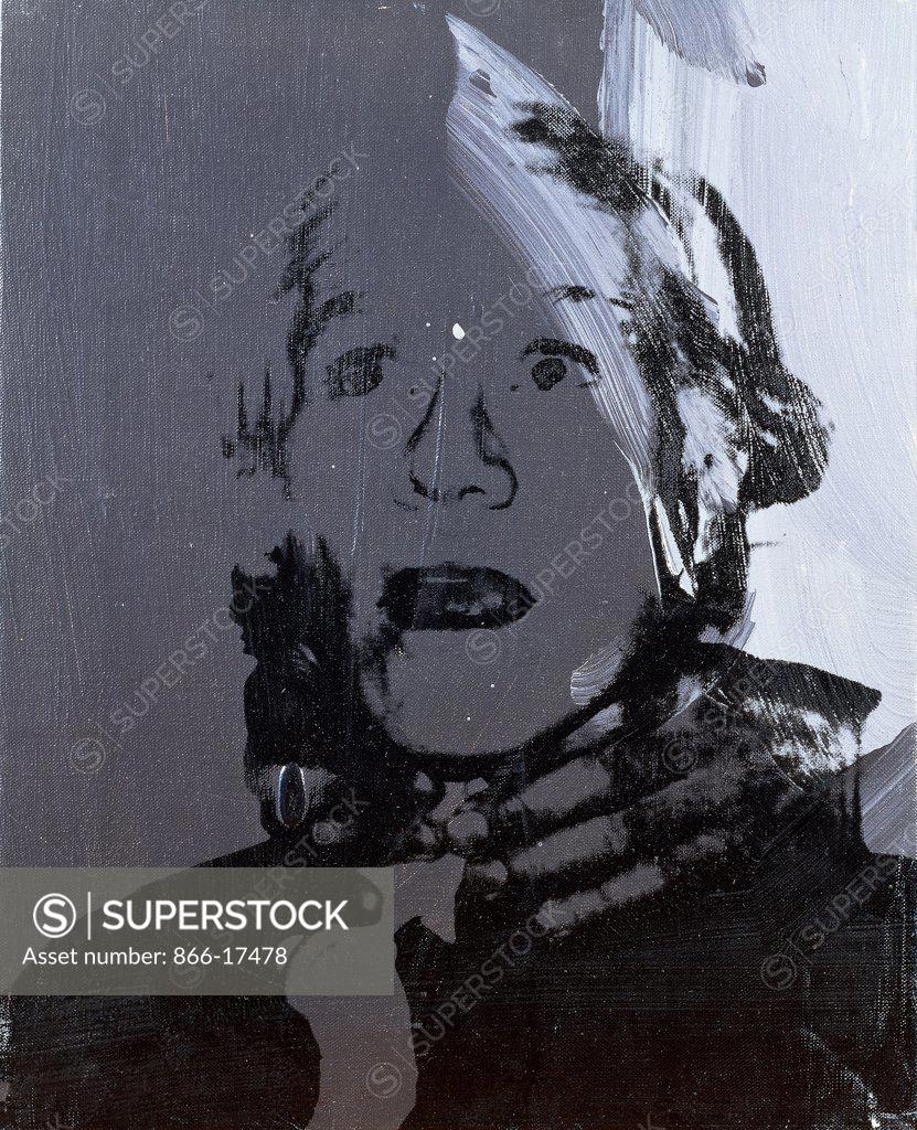 Stock Photo: 866-17478 Self Portrait with Hands Around Neck. Andy Warhol (1930-1987). Synthetic polymer and silkscreen inks on canvas. Executed in 1975. 40.7 x 33cm.