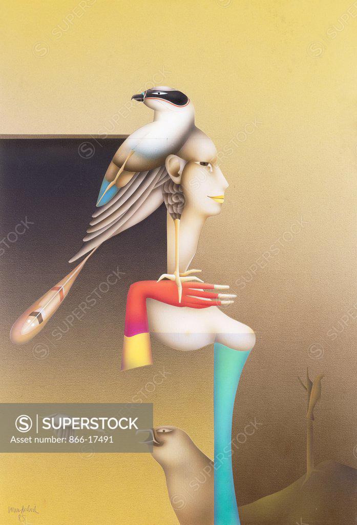 Stock Photo: 866-17491 Woman - Bird Head. Paul Wunderlich (1927-2010). Acrylic and pencil on canvas. Signed and dated 1985. 116.2 x 81.2cm.