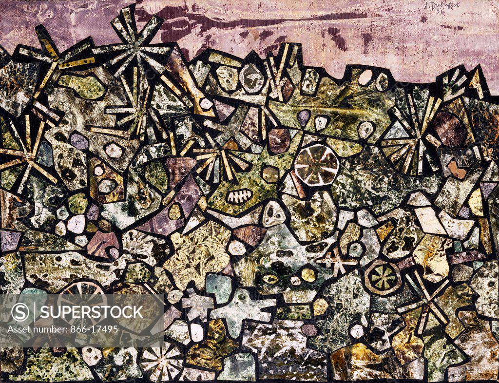 Stock Photo: 866-17495 Tomb of the Night; La Nuit Tombe. Jean Dubuffet (1901-1985). Oil and collage on canvas. Painted in 1956. 45 x 59cm.
