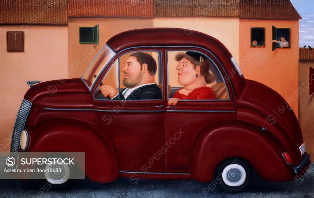 The Rich. Fernando Botero (B.1932). Oil on canvas. Painted in 1986. 127 x 198cm.